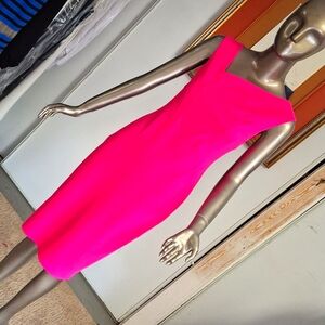 Zac Posen vintage 2000's stretch hot pink shift dress